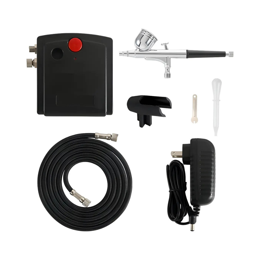 KIT AERÓGRAFO ELÉCTRICO DOBLE ACCIÓN CON COMPRESOR Y PISTOLA