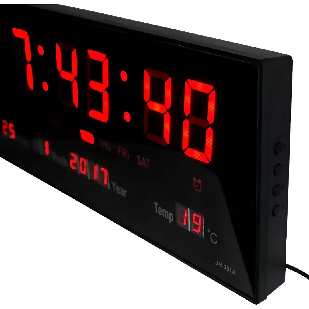 RELOJ DIGITAL DE PARED CON PANTALLA LED MAKA -NEGRO