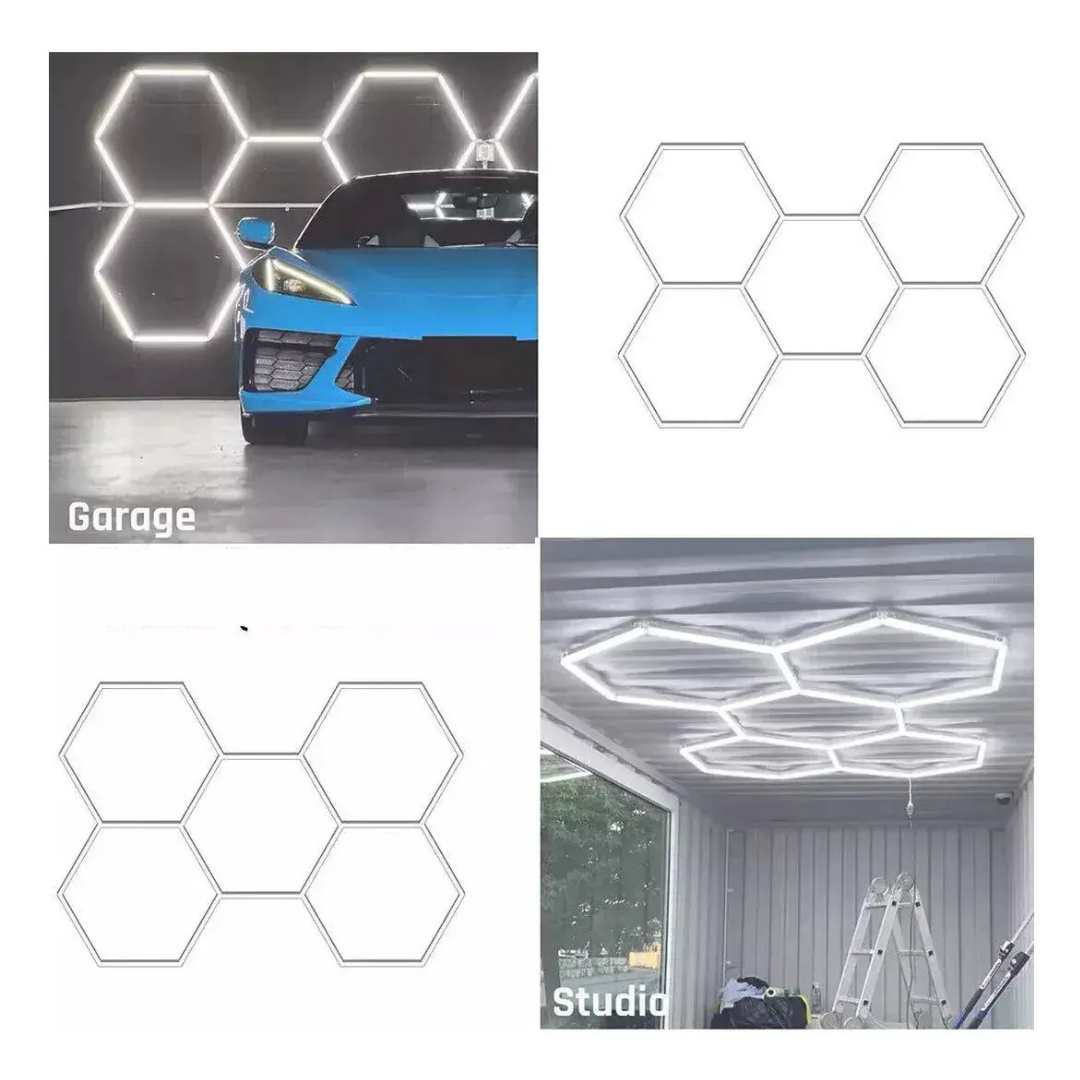 LÁMPARA LED TECHO HEXAGONAL PARA TALLERES Y BARBERÍAS