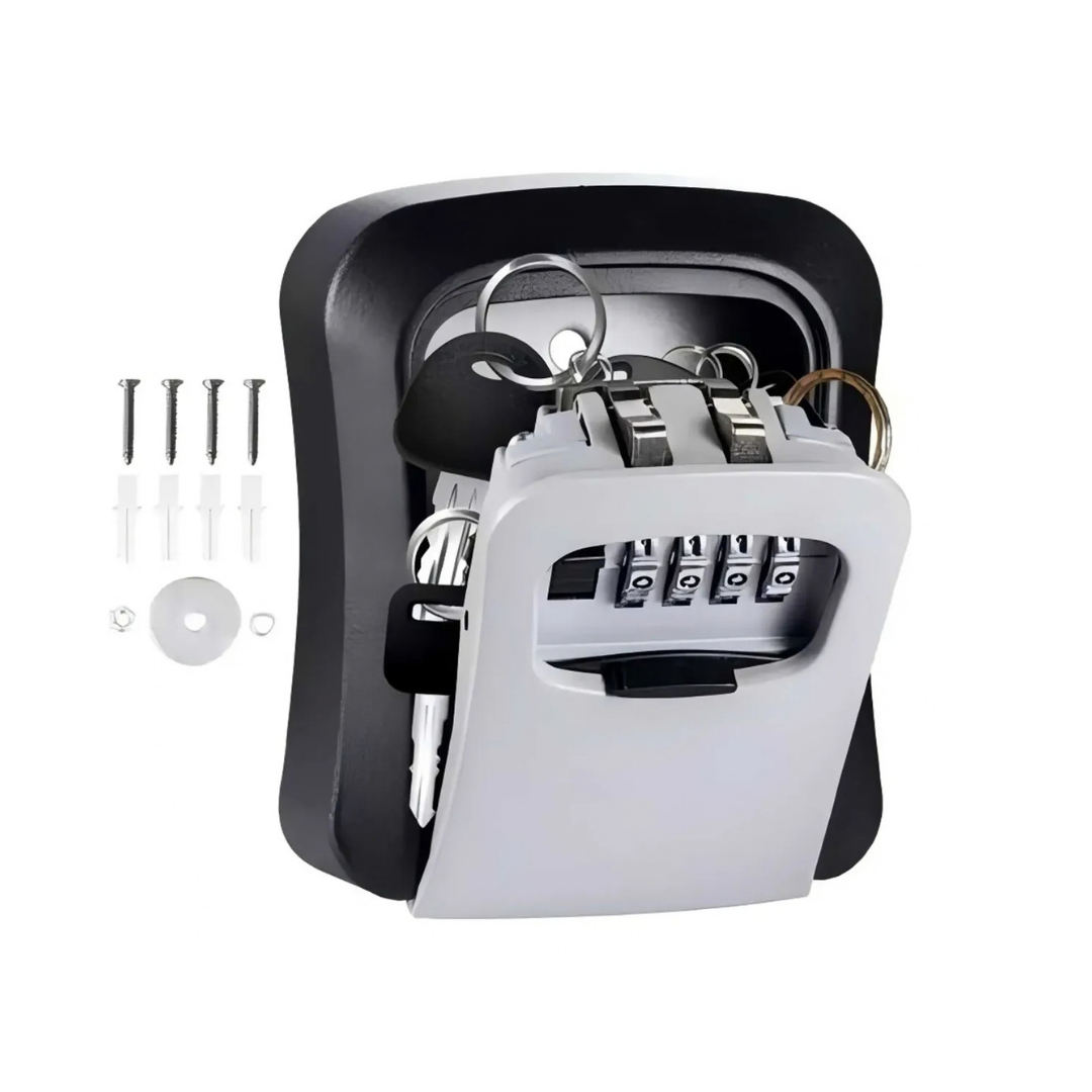 CAJA DE SEGURIDAD PARA LLAVES CON CLAVE NUMÉRICA -NEGRO/GRIS