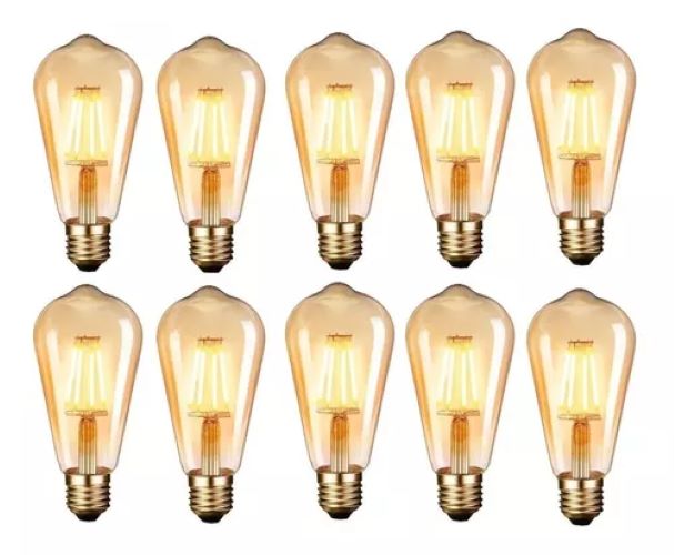 PACK X10 AMPOLLETAS FILAMENTO LED EDISON RETRO VINTAGE 4W