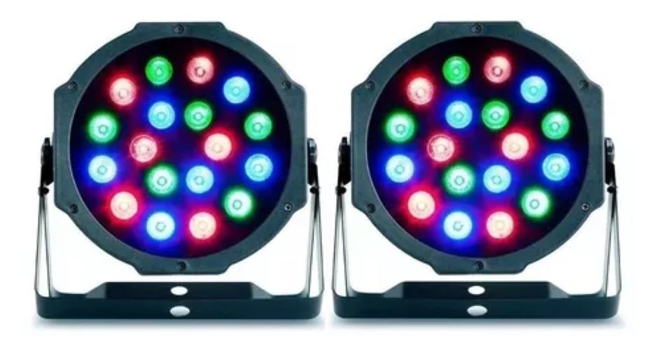 Pack de 2 Focos LED RGB DMX - 18 LEDs para Fiesta y Disco