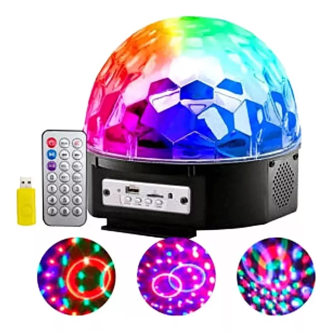 BOLA DISCO RÍTMICA LED PARA FIESTAS - LUCES RGB CON EFECTO CARRETE