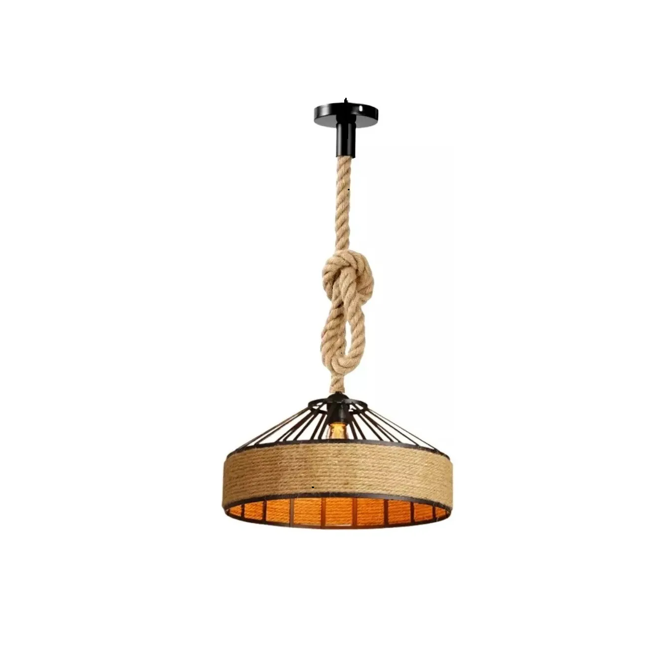 LÁMPARA COLGANTE CON CUERDA DE CÁÑAMO - ESTILO RÚSTICO INDUSTRIAL