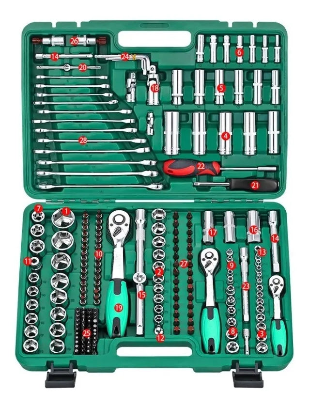 KIT HERRAMIENTAS 216 PIEZAS PROFESIONAL CON MALETÍN