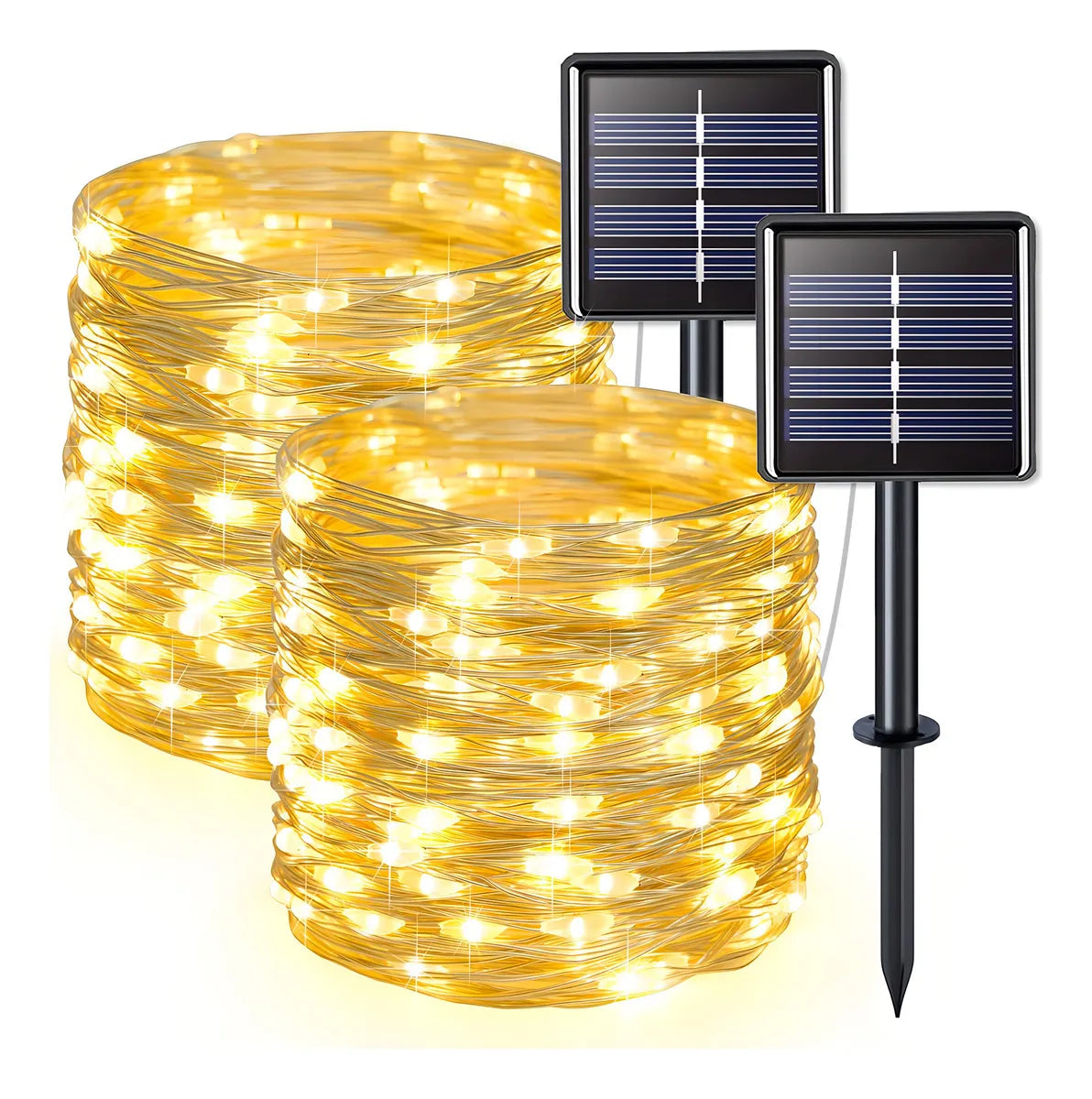 PACK 2 GUIRNALDAS LED SOLARES 10M 160 LUCES HADA IP65 EXTERIOR