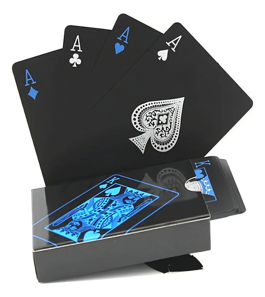 BARAJA NAIPE CARTAS INGLESAS NEGRAS PLÁSTICAS PREMIUM -POKER/MAGIA