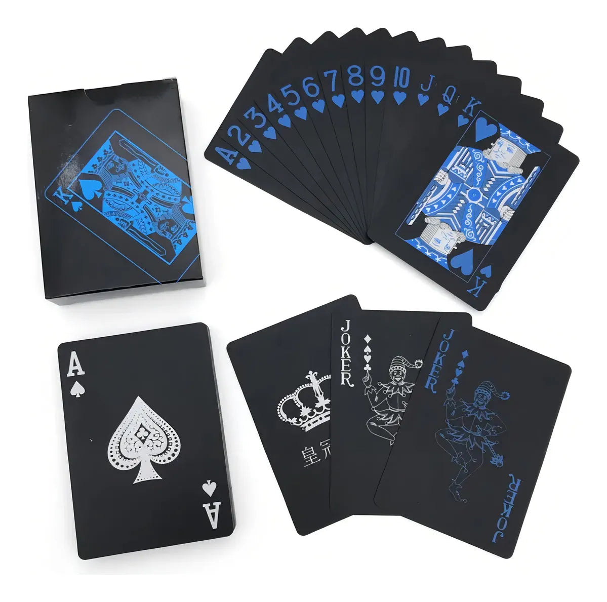 BARAJA NAIPE CARTAS INGLESAS NEGRAS PLÁSTICAS PREMIUM -POKER/MAGIA