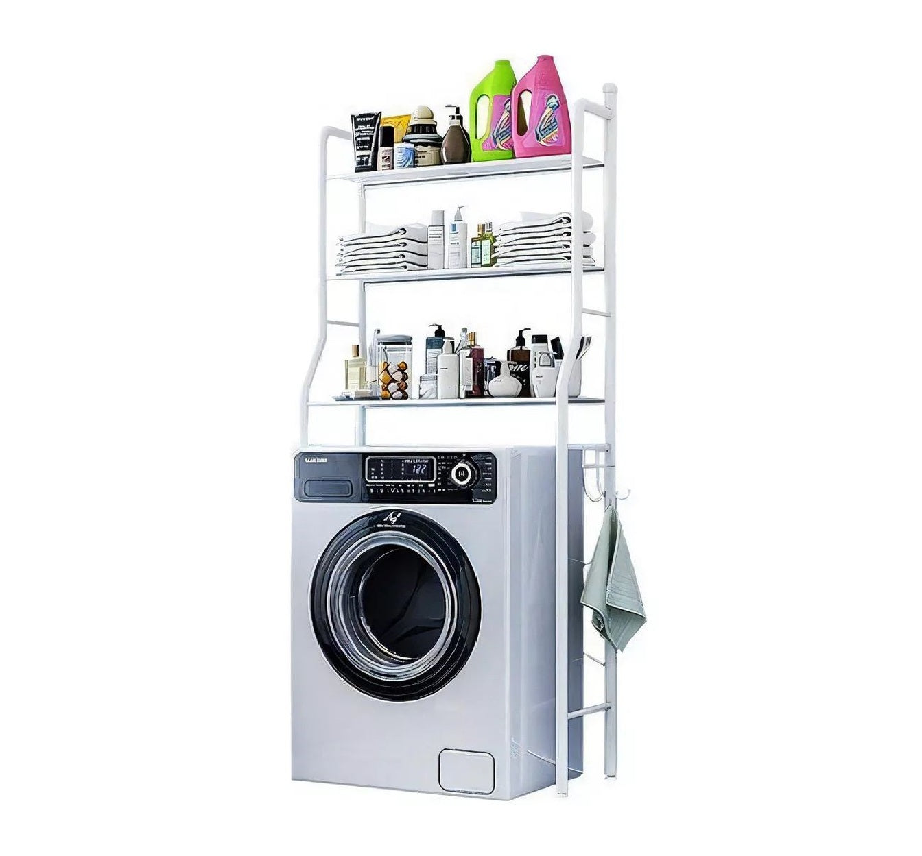 Organizador Estante De Lavadora Baño Metalico Rack 3 Niveles Color Blanca