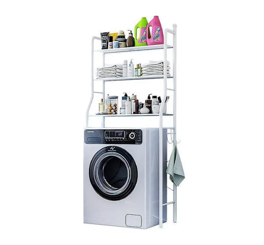 Organizador Estante De Lavadora Baño Metalico Rack 3 Niveles Color Blanca