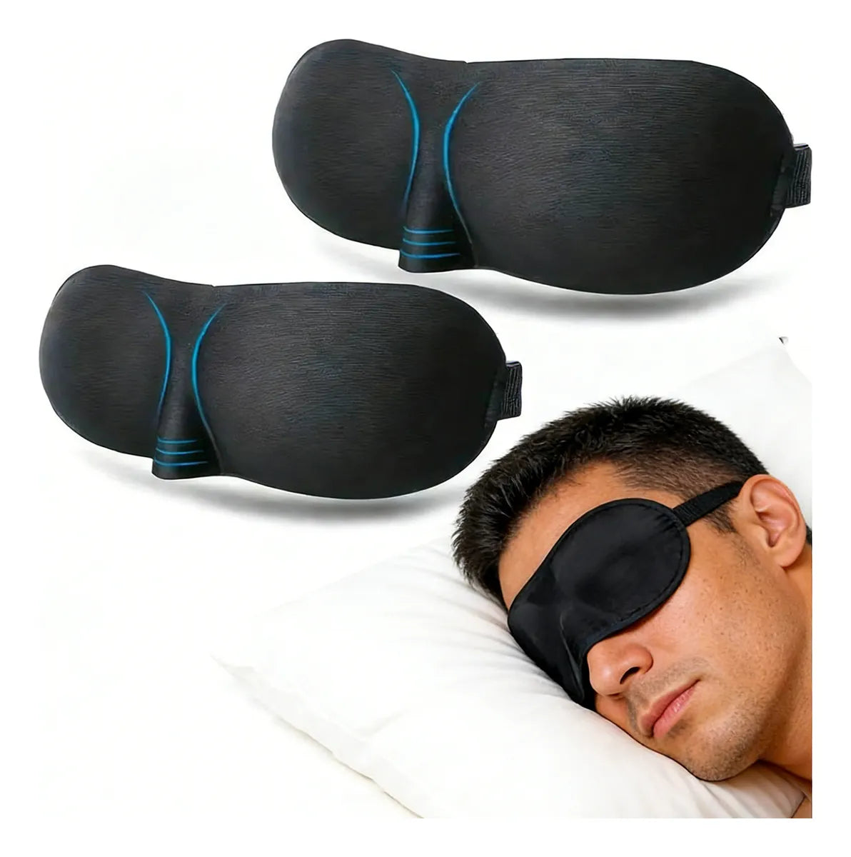 PACK X2 ANTIFAZ 3D PARA DORMIR CON CORREA AJUSTABLE