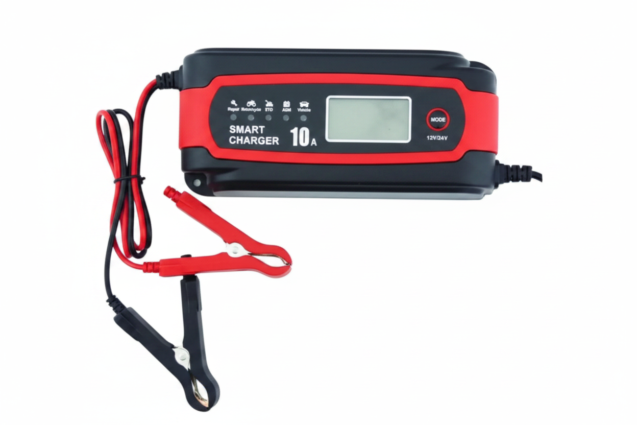 CARGADOR DE BATERÍA INTELIGENTE 10A 12/24V CON PINZAS