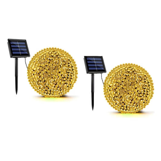 PACK X2 GUIRNALDAS SOLARES NAVIDAD 100 LED 10 METROS - LUZ AMARILLA