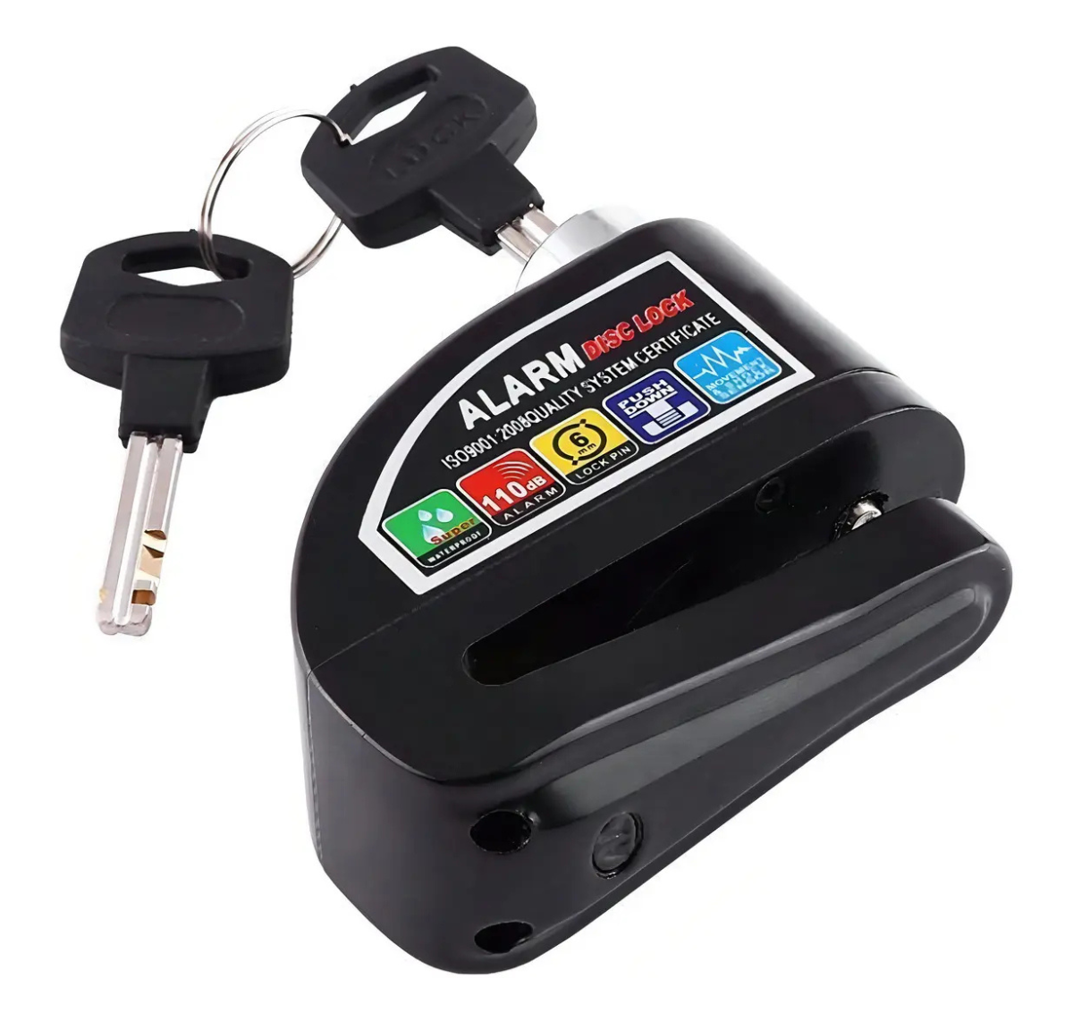 CANDADO CON ALARMA 110 DB PARA MOTO Y BICICLETA - FRENO DE DISCO ANTIRROBO