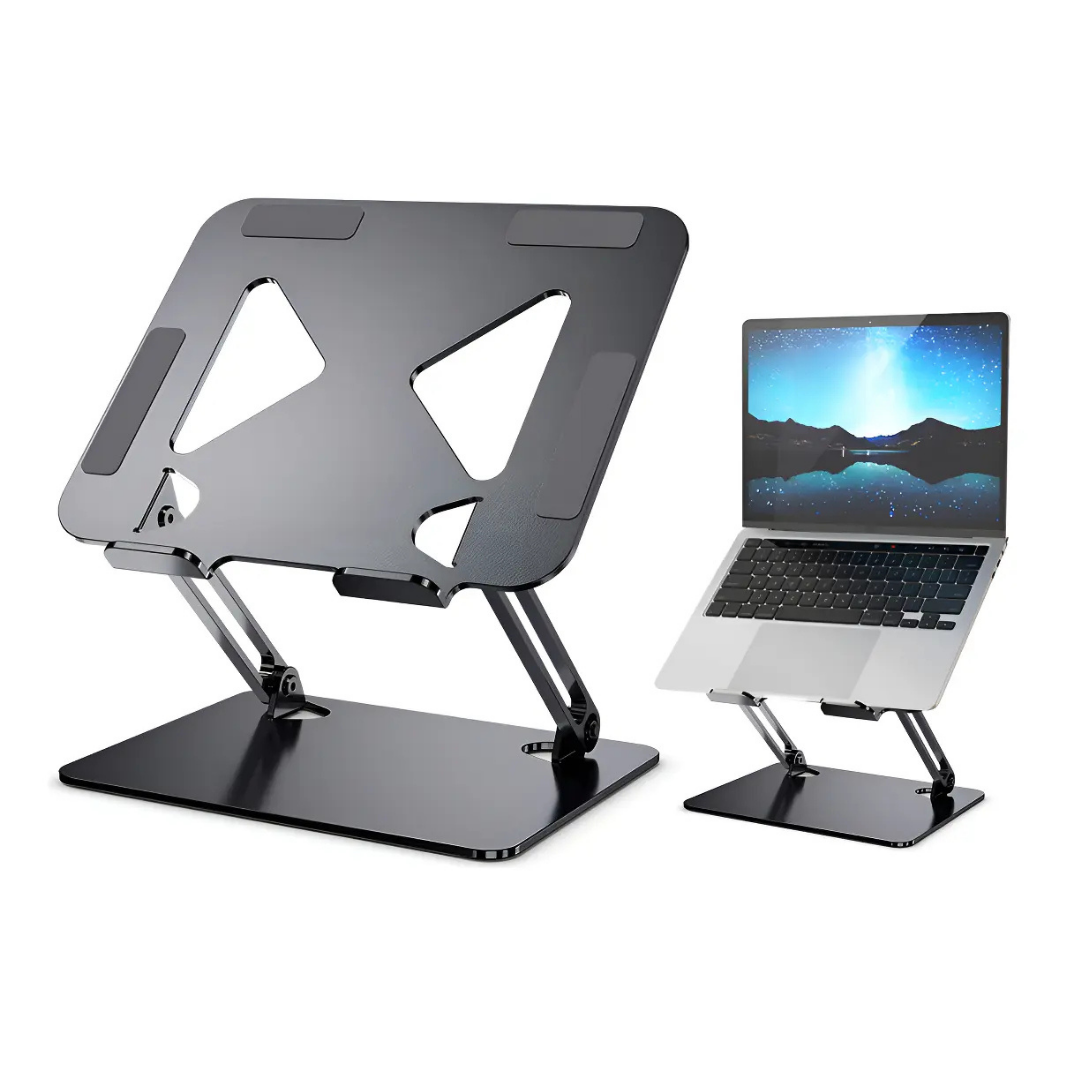 SOPORTE NOTEBOOK LAPTOP MAC PLEGABLE AJUSTABLE ANTIDESLIZANTE GRIS OSCURO