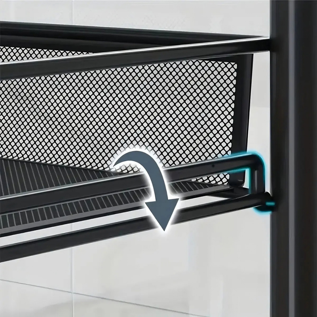 CARRITO ORGANIZADOR MULTIUSO CON RUEDAS 4 NIVELES -NEGRO