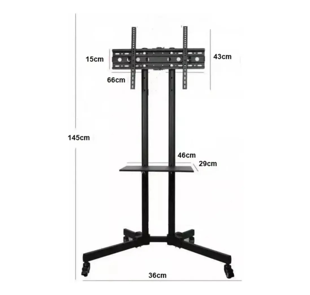 SOPORTE TV 32 A 65 PULG PEDESTAL MÓVIL CON RUEDAS HASTA 50KG NEGRO