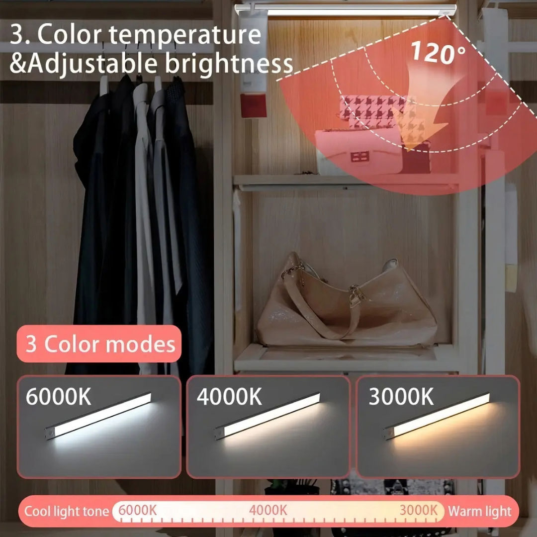 LUZ LED VIDA BUENAS 54 LED BARRA CON SENSOR DE MOVIMIENETO RECARGABLE 30 CM
