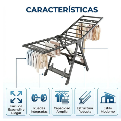 TENDEDERO COLGADOR DE ROPA PLEGABLE DE ACERO 160 CM