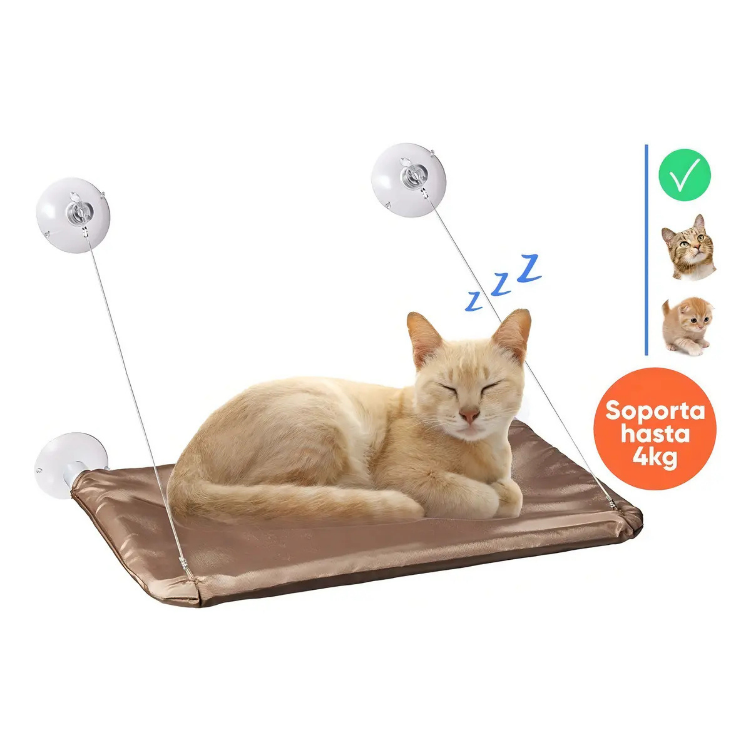 HAMACA COLGANTE PARA GATOS VENTANA BEIGE PREMIUM