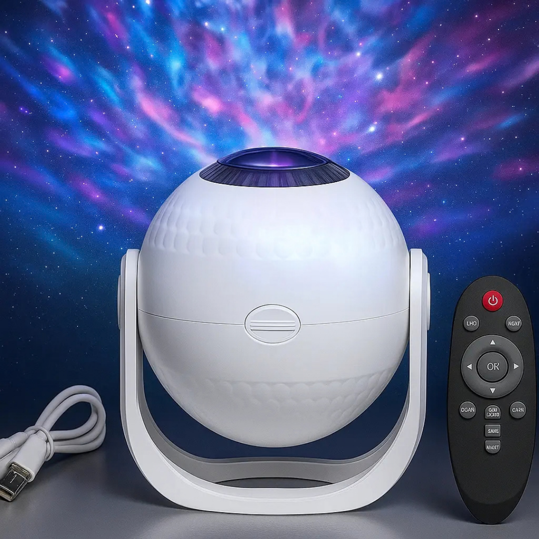 PROYECTOR ESTRELLAS GALAXIA LED HD 13 DISCOS 360° ROTACIÓN USB