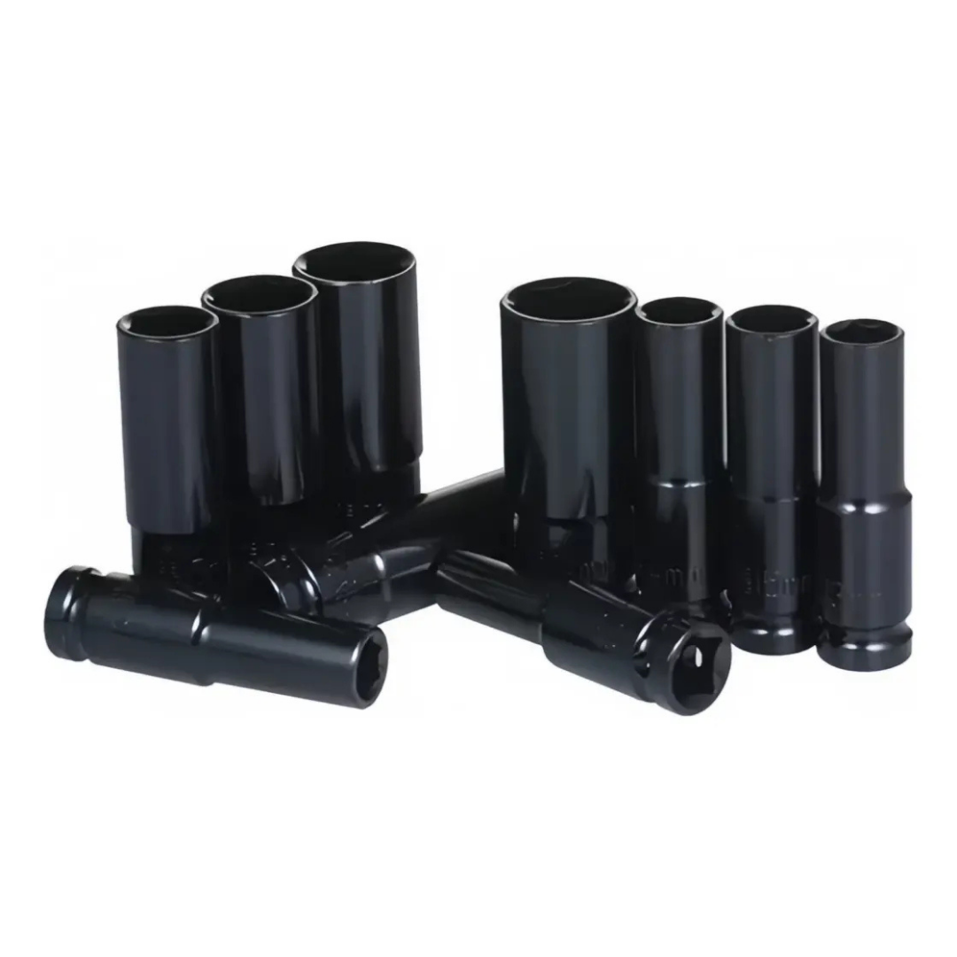 SET DE 10 DADOS DE IMPACTO 1/2" ACERO AL CARBÓN 8-17 MM CON ESTUCHE