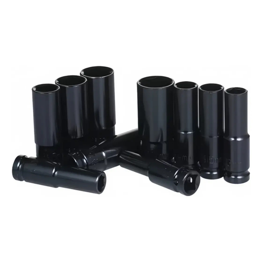 SET DE 10 DADOS DE IMPACTO 1/2" ACERO AL CARBÓN 8-17 MM CON ESTUCHE