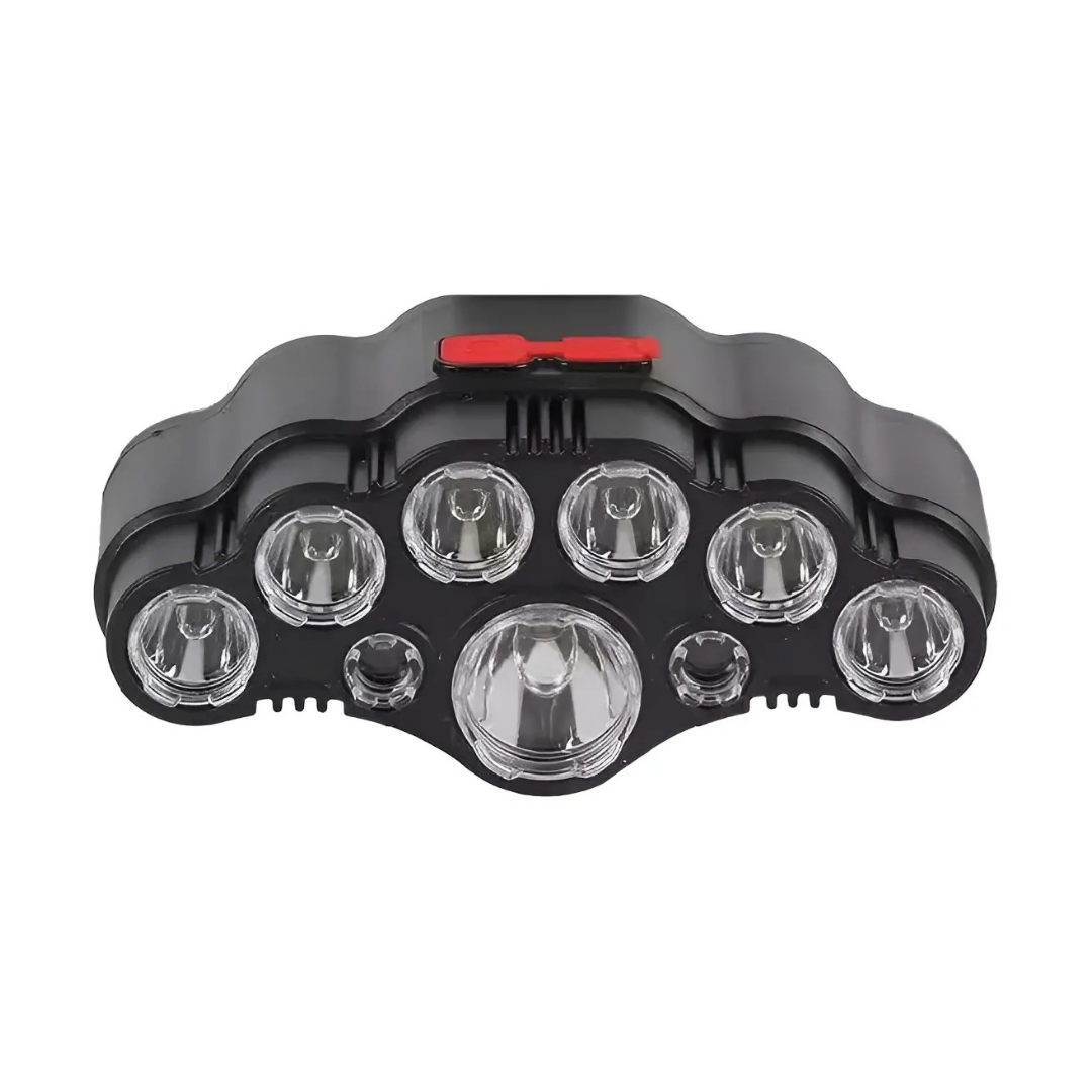 LINTERNA MINERO CABEZA RECARGABLE 8 LEDs POTENTE CON 2 BATERÍAS
