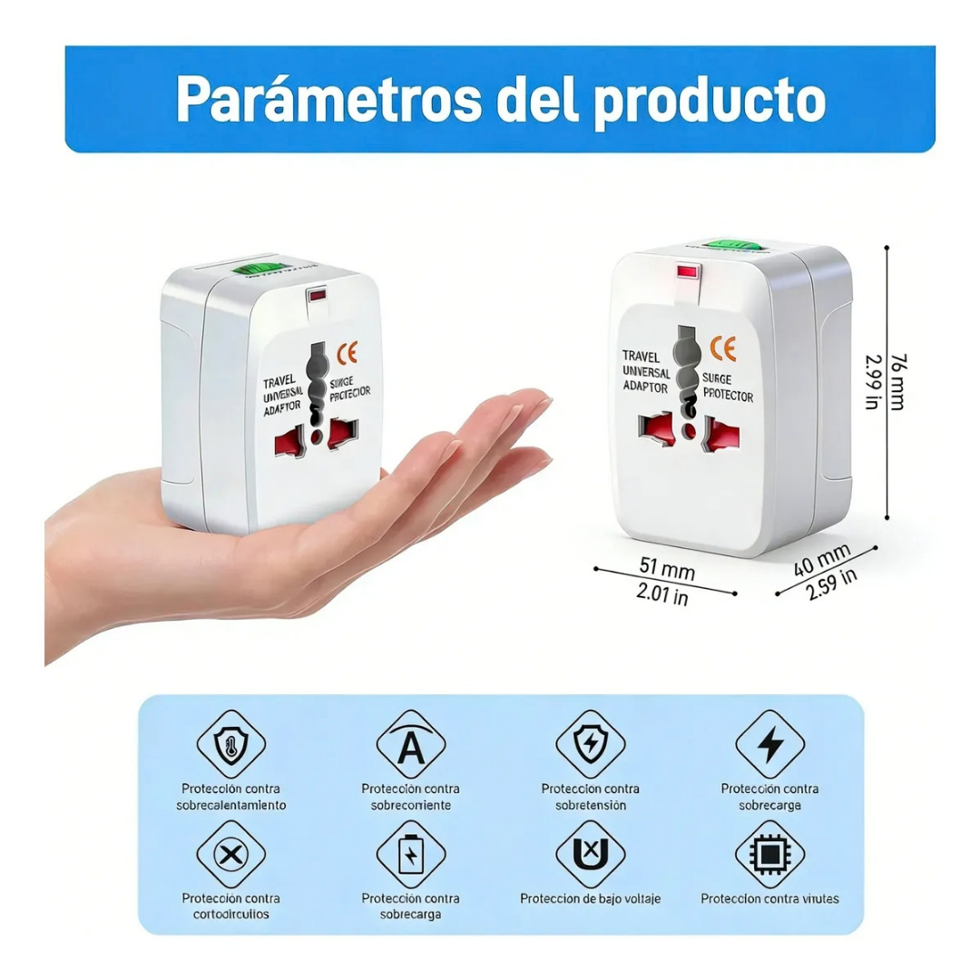 ADAPTADOR MULTIENCHUFE CONVERTIDOR ENCHUFE UNIVERSAL ( PACK 2 UNIDADES )