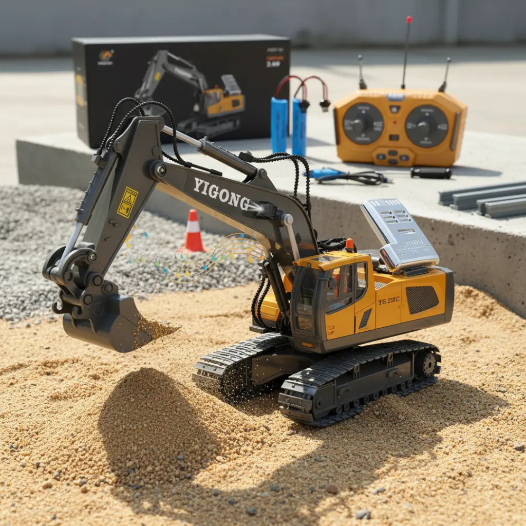EXCAVADORA A CONTROL REMOTO 11 CANALES DE ALEACIÓN PARA NIÑOS