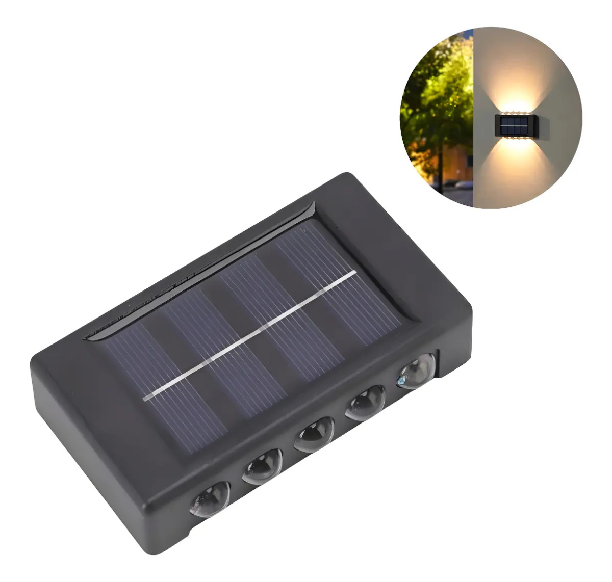 PACK 6 APLIQUES SOLARES LED LUZ CÁLIDA EXTERIOR IMPERMEABLE IP65