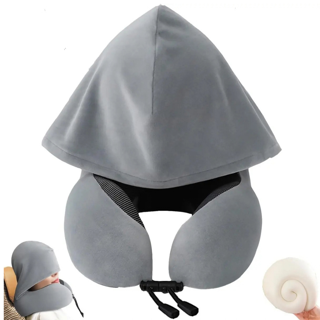 ALMOHADA DE VIAJE CON CAPUCHA MEMORY FOAM