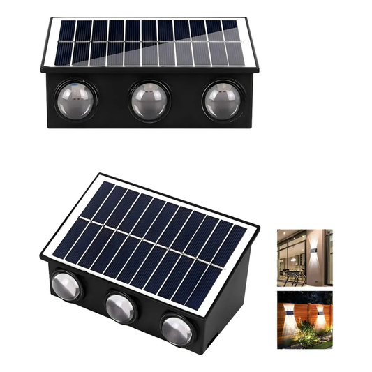 PACK DE 2 AMPLIQUES SOLARES 6 LED IMPERMEABLES PARA EXTERIOR