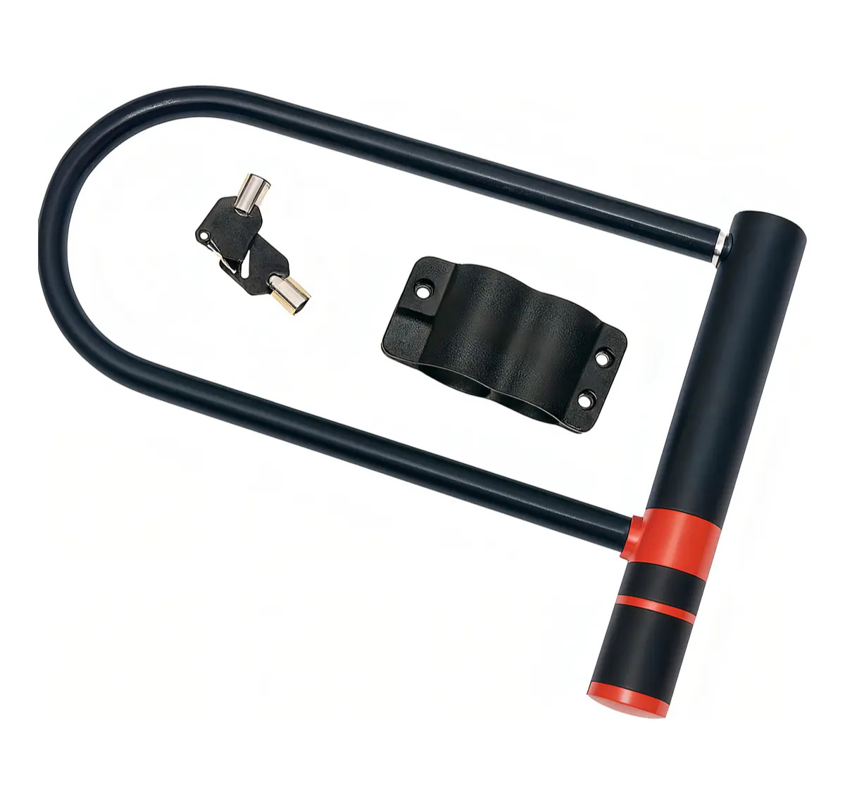 CANDADO PARA BICICLETA U-LOCK ANTIRROBO DE ACERO REFORZADO- ROJO
