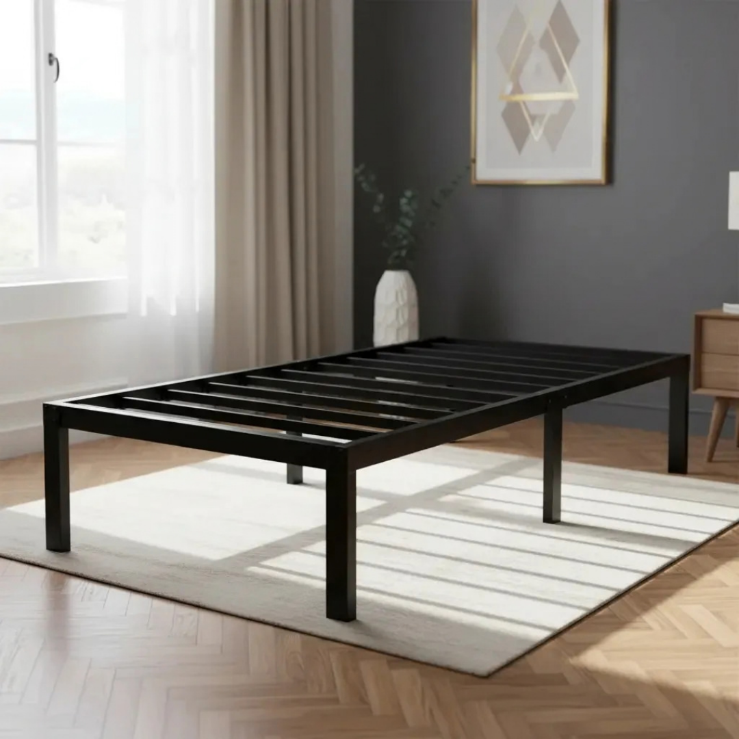 BASE DE CAMA INDIVIDUAL 1 PLAZA 190X90X35cm ACERO COLOR NEGRO