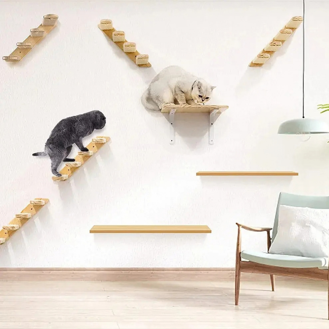ESCALERA DE PARED PARA GATOS 4 PELDAÑOS GEIGE 50X19,5 Cm