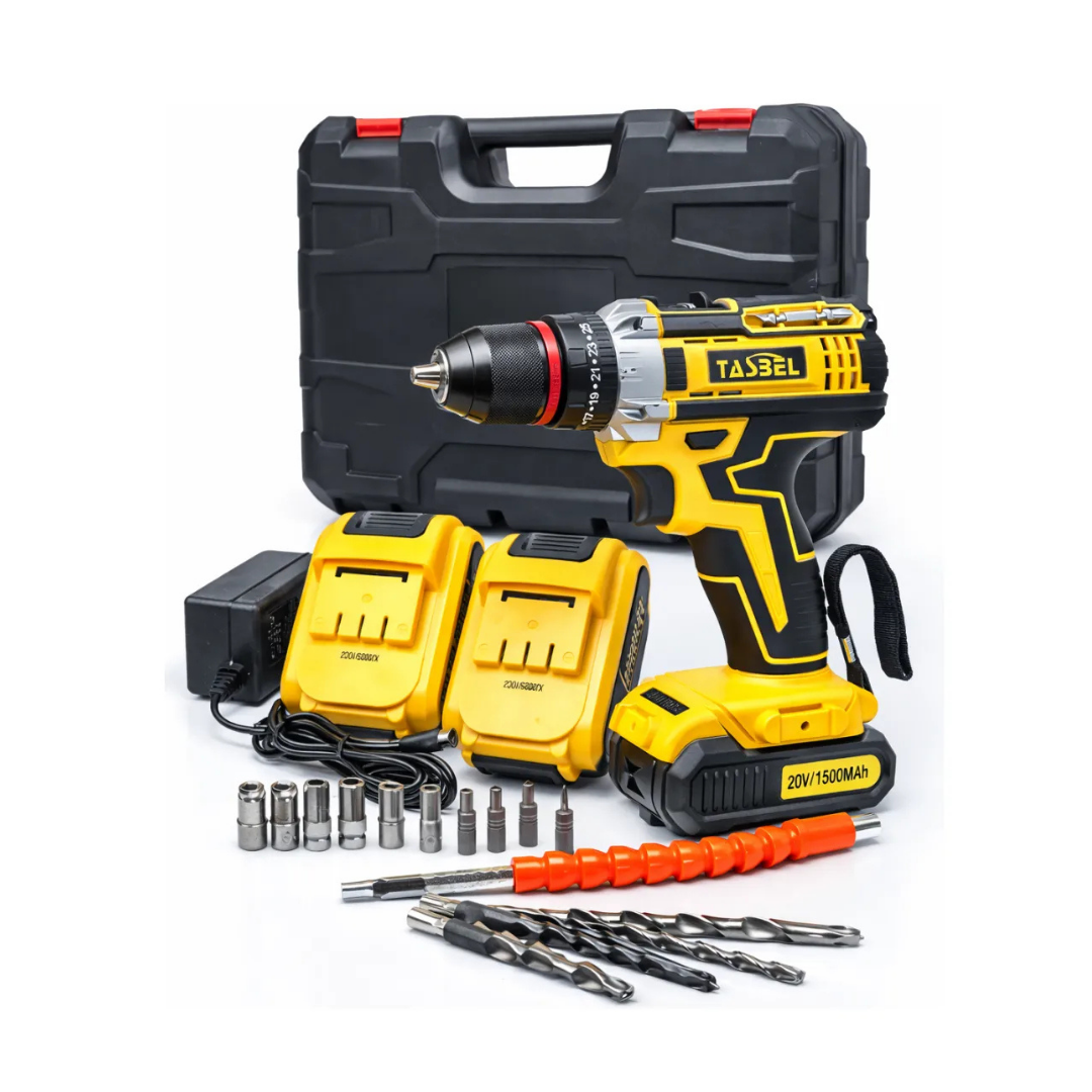 KIT TALADRO INALÁMBRICO CON 2 BATERÍAS Y ACCESORIOS