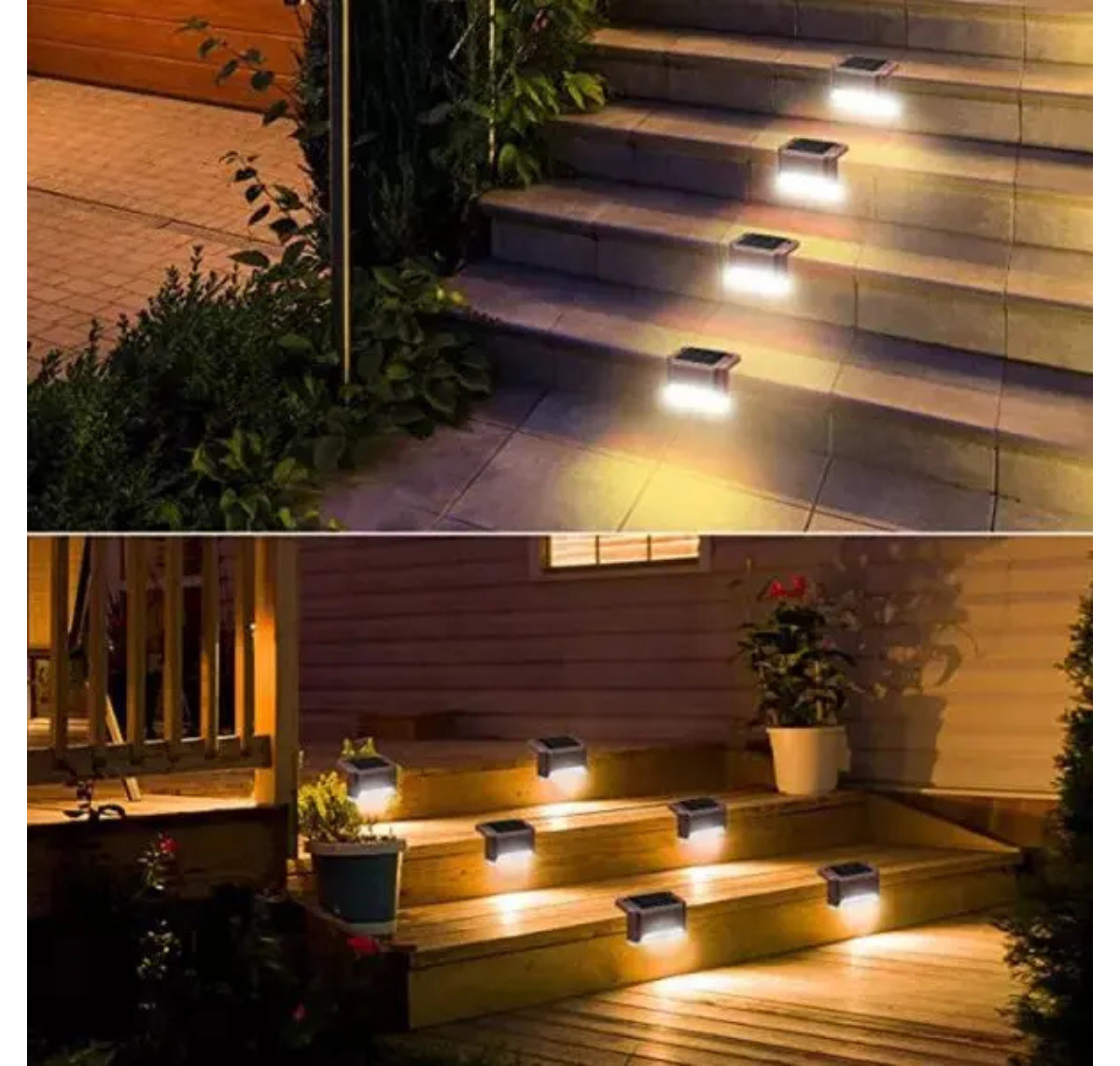 LUCES SOLARES PACK 4 LED PARA JARDÍN IP55 NEGRO - ESCALERAS Y EXTERIOR