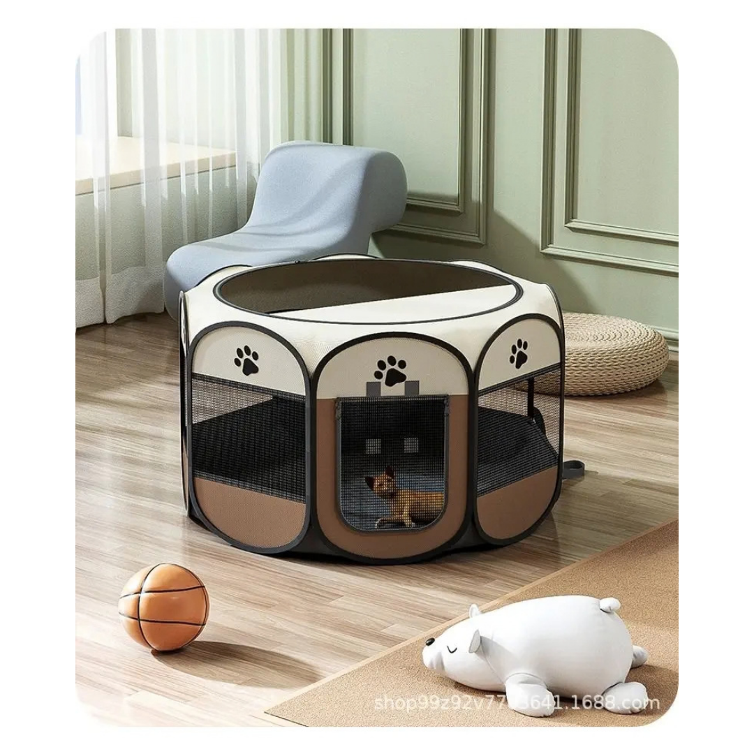 CORRAL PLEGABLE PARA PERROS Y GATOS DE TELA OXFORD CON CIERRE