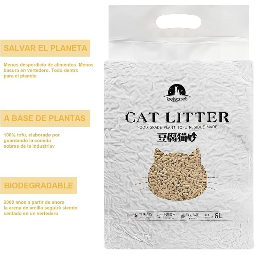 ARENA DE TOFU VEGETAL BIODEGRADABLE 6L 2.2KG PARA GATO BAMBU