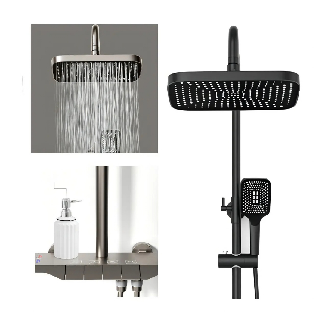 COLUMNA DE DUCHA MODERNA 4 FUNCIONES CON LLAVE TIPO PIANO Y BIDET