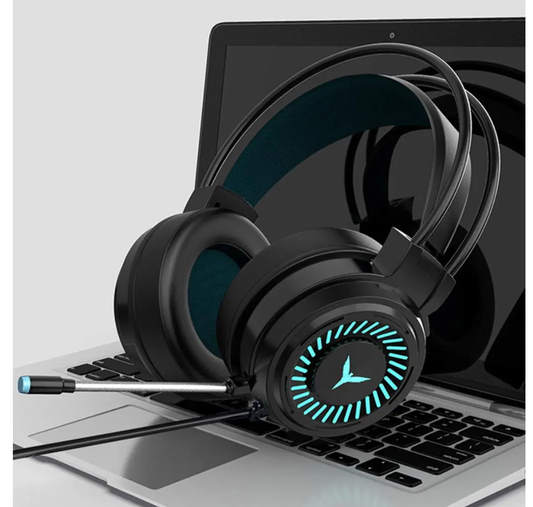 AURICULARES GAMER 3.5 MM CON MICRÓFONO Y LUCES LED RGB- NEGRO