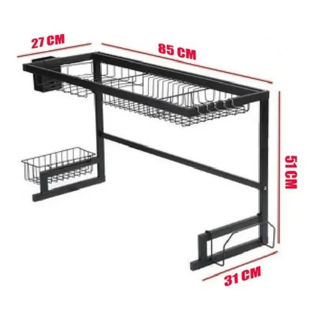 SECA PLATOS ESCURRIIDOR DE LOZA 85 CM ORGANIZADOR DE COCINA NEGRO