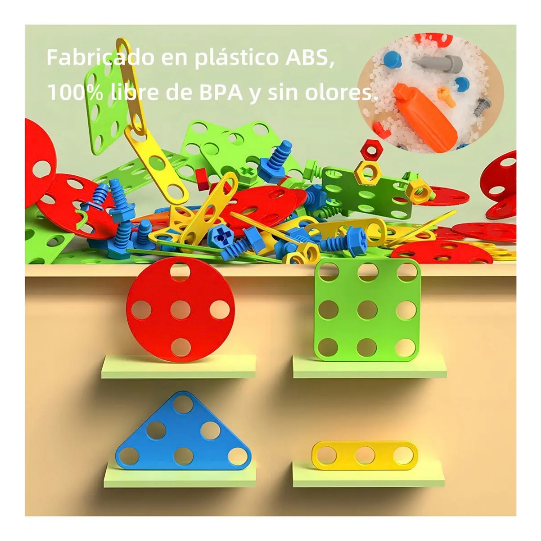 KIT DE HERRAMIENTAS INFANTIL 230 PIEZAS CON BLOQUES DE CONSTRUCCIÓN