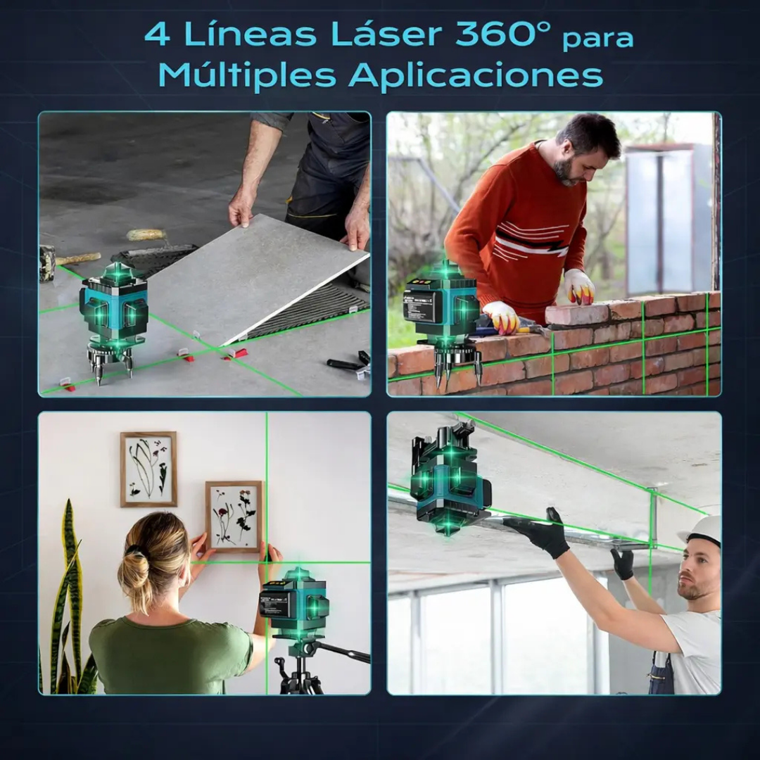 NIVEL LÁSER EOLAND 3D/4D 12 LÍNEAS VERDE 360° AUTONIVELANTE