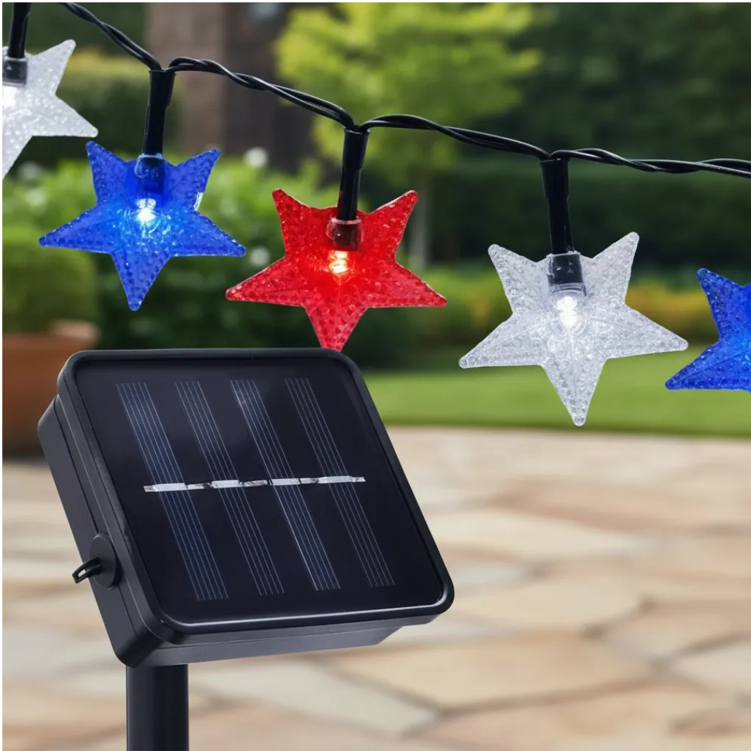 GUIRNALDA SOLAR LED 10 METROS DECORATIVAS PARA FIESTAS PATRIAS Y NAVIDAD