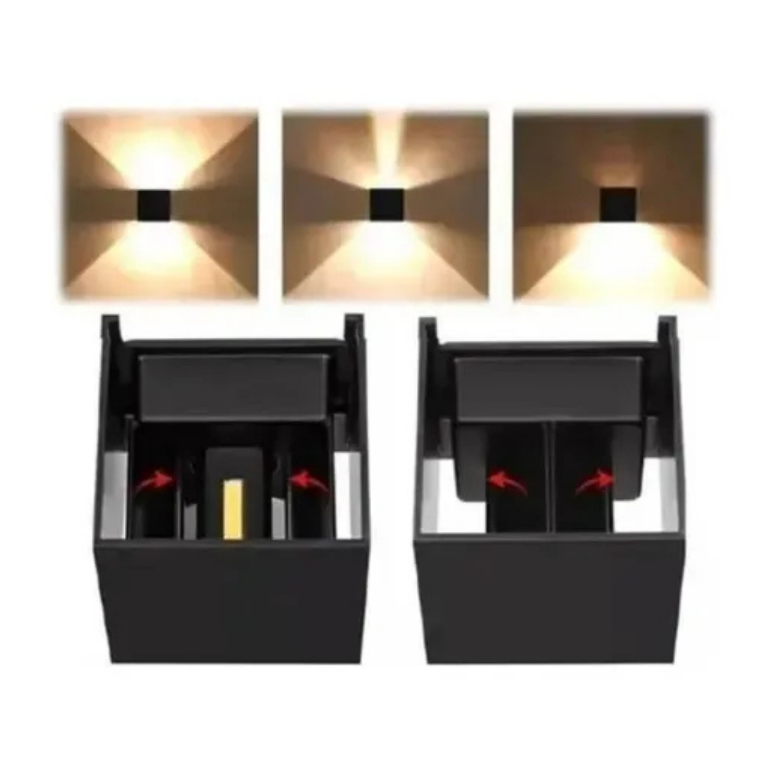 LUZ FOCO APLIQUE PARA PARED LED EXTERIOR -NEGRO