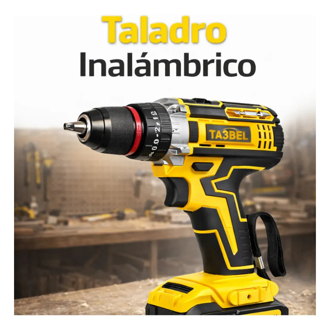 KIT TALADRO INALÁMBRICO CON 2 BATERÍAS Y ACCESORIOS