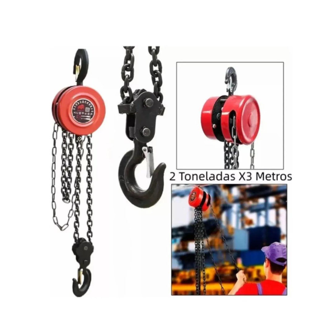 TECLE MANUAL CON CADENA 2 TONELADAS X 3 METROS