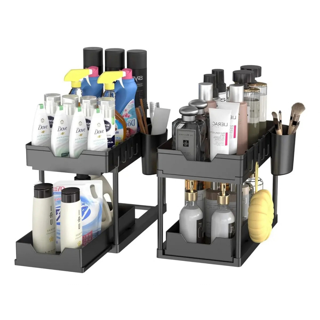 ORGANIZADOR DE COCINA DE 2 NIVELES NEGRO -MAXIMIZA TU ESPACIO